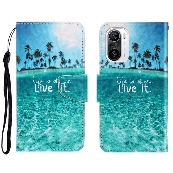 Xiaomi Redmi K40 3D Colored Drawing Horizontal Flip Leather Phone Case(Coconut Tree)