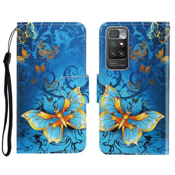 Xiaomi Redmi 10 3D Colored Drawing Horizontal Flip Leather Phone Case(Jade Butterfly)