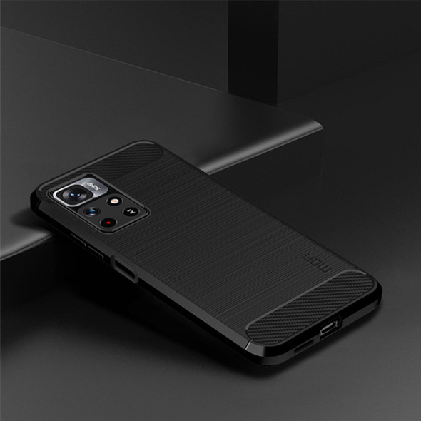 Xiaomi Redmi Note11 Pro / Note 11 Pro+ MOFI Gentleness Series Brushed Texture Carbon Fiber Soft TPU Phone Case(Black)