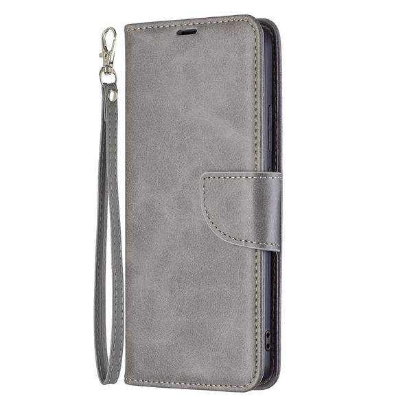 Xiaomi Redmi Note 11 5G/Note 11T 5G/Poco M4 Pro 5G Retro Lambskin Texture Pure Color Horizontal Flip Leather Phone Case with Holder & Card Slots & Wallet & Lanyard(Grey)