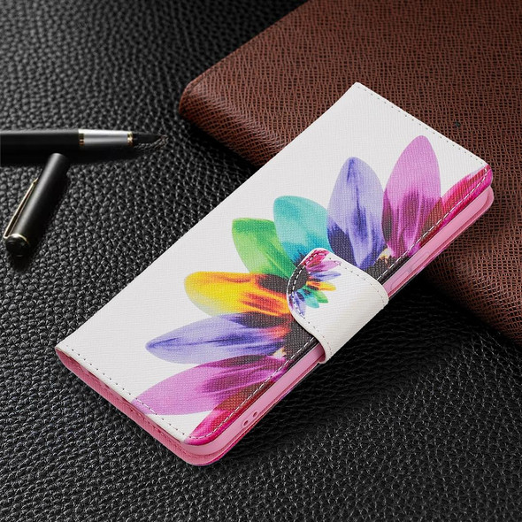 vivo Y21 Colored Drawing Pattern Horizontal Flip Phone Leather Case with Holder & Card Slots & Wallet(Sun Flower)