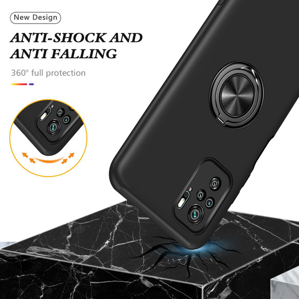 Xiaomi Redmi Note 10 4G PC + TPU Shockproof Magnetic Phone Case with Invisible Ring Holder(Black)