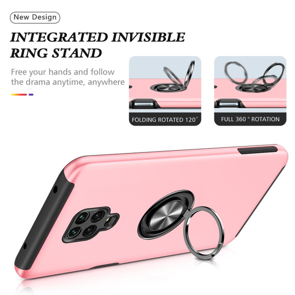 Xiaomi Redmi Note 9 Pro / Note 9S PC + TPU Shockproof Magnetic Phone Case with Invisible Ring Holder(Rose Gold)