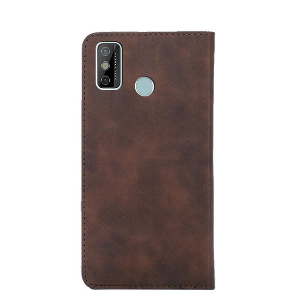 Tecno Spark 6 GO Skin Feel Magnetic Horizontal Flip Leather Case with Holder & Card Slots(Dark Brown)