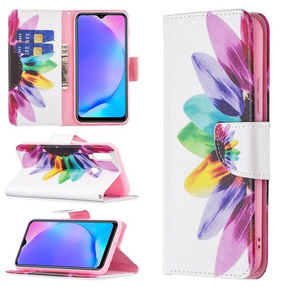 vivo Y11 / Y15 / Y12 / Y17 Colored Drawing Pattern Horizontal Flip Leather Case with Holder & Card Slots & Wallet(Sun Flower)