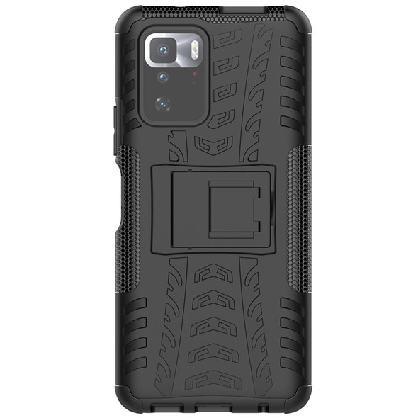 Xiaomi Poco X3 GT Tire Texture Shockproof TPU+PC Protective Case with Holder(Black)