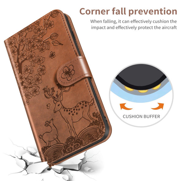 Xiaomi Redmi Note 10 Pro Sika Deer Embossing Pattern Horizontal Flip PU Leather Case with Holder & Card Slot & Wallet & Photo Frame(Brown)