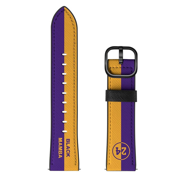 22mm - Xiaomi Haylou RT RS3 LS04 / LS05S Universal Printed Leatherette Watch Band(Yellow Purple Stripes)