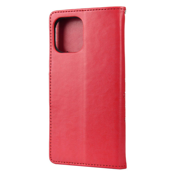 Xiaomi Mi 11 Butterfly Flower Pattern Horizontal Flip Leather Case with Holder & Card Slots & Wallet(Red)