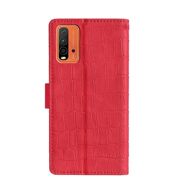 Xiaomi Redmi Note 9 4G CN Version/9 Power/9T Skin Feel Crocodile Texture Magnetic Clasp Horizontal Flip PU Leather Case with Holder & Card Slots & Wallet(Red)