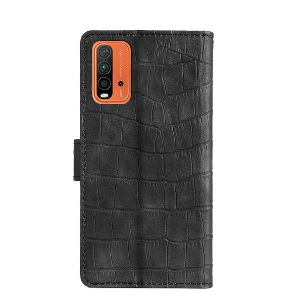 Xiaomi Redmi Note 9 4G CN Version/9 Power/9T Skin Feel Crocodile Texture Magnetic Clasp Horizontal Flip PU Leather Case with Holder & Card Slots & Wallet(Black)