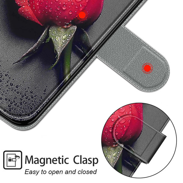 Xiaomi Redmi Note 10 Pro Max/10 Pro Voltage Coloured Drawing Magnetic Clasp Horizontal Flip PU Leather Case with Holder & Card Slots(C14 Black Water Drop Rose)