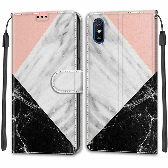 Xiaomi Redmi 9A Voltage Coloured Drawing Magnetic Clasp Horizontal Flip PU Leather Case with Holder & Card Slots(C07 Pink White Black)