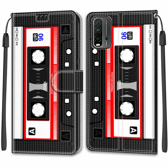 Xiaomi Redmi 9 Power/Note 9 4G Voltage Coloured Drawing Magnetic Clasp Horizontal Flip PU Leather Case with Holder & Card Slots(C10 Black Red Tape)