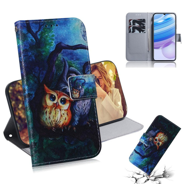 Xiaomi Redmi 10X 5G Colored Drawing Horizontal Flip Leather Case with Holder & Card Slot & Wallet(Oil Painting Owl)