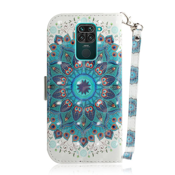 Xiaomi Redmi Note 9 / Redmi 10X 4G 3D Painted Pattern Magnetic Attraction Horizontal Flip Leather Case with Holder & Card Slot & Wallet & Lanyard(Peacock Wreath)