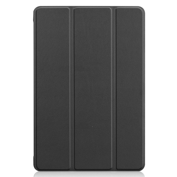 Huawei MediaPad M5 Lite 10.0 inch Custer Pattern Pure Color Horizontal Flip Leather Case with Three-folding Holder & with Sleep / Wake-up Function(Black)