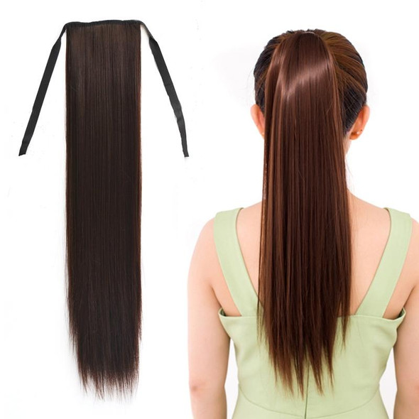 Natural Long Straight Hair Ponytail Bandage-style Wig Ponytail for WomenLength: 60cm(Black Brown)