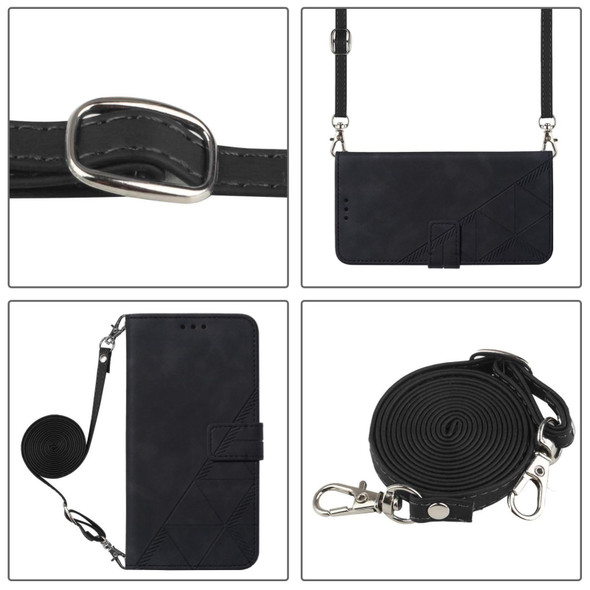 Tecno Camon 18P Crossbody 3D Embossed Flip Leather Phone Case(Black)