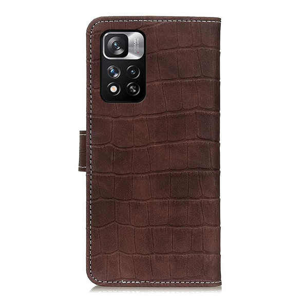 Xiaomi Redmi Note 11 Pro / Redmi Note 11 Pro+ 5G / Mi 11i Magnetic Crocodile Texture Horizontal Flip Leather Phone Case with Holder & Card Slots & Wallet(Brown)