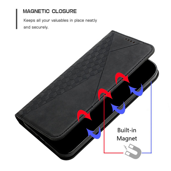 Xiaomi Redmi Note 9 Pro Diamond Pattern Splicing Skin Feel Magnetic Horizontal Flip Leather Case with Card Slots & Holder & Wallet(Black)