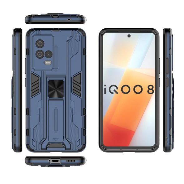 vivo iQOO 8 Supersonic PC + TPU Shock-proof Protective Case with Holder(Dark Blue)