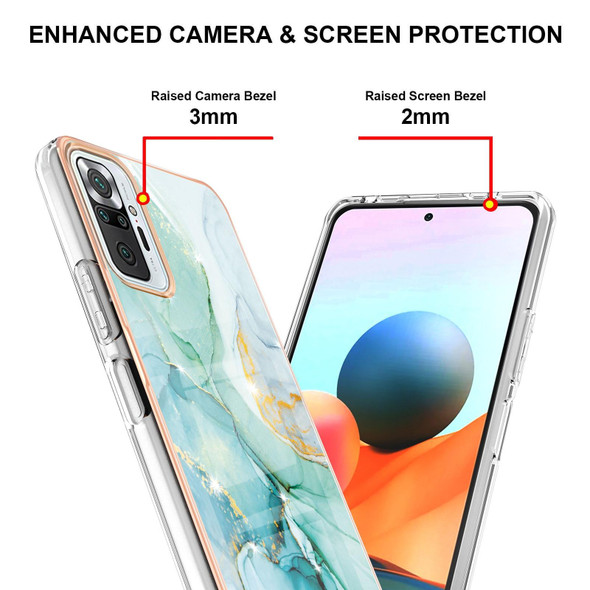 Xiaomi Redmi Note 10 Pro / 10 Pro Max Electroplating Marble Pattern Dual-side IMD TPU Shockproof Case(Green 003)