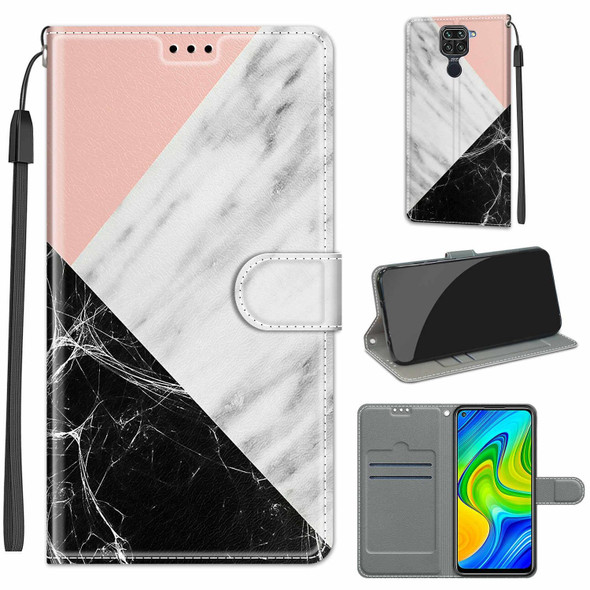 Xiaomi Redmi Note 9/Redmi 10X 4G Voltage Coloured Drawing Magnetic Clasp Horizontal Flip PU Leather Case with Holder & Card Slots(C07 Pink White Black)