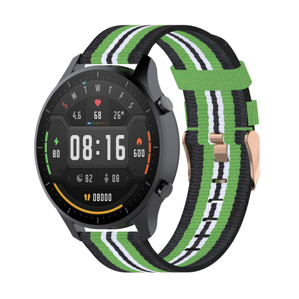 Xiaomi Watch Color 22mm Nylon Denim Wrist Strap Watchband(Black and Lime)