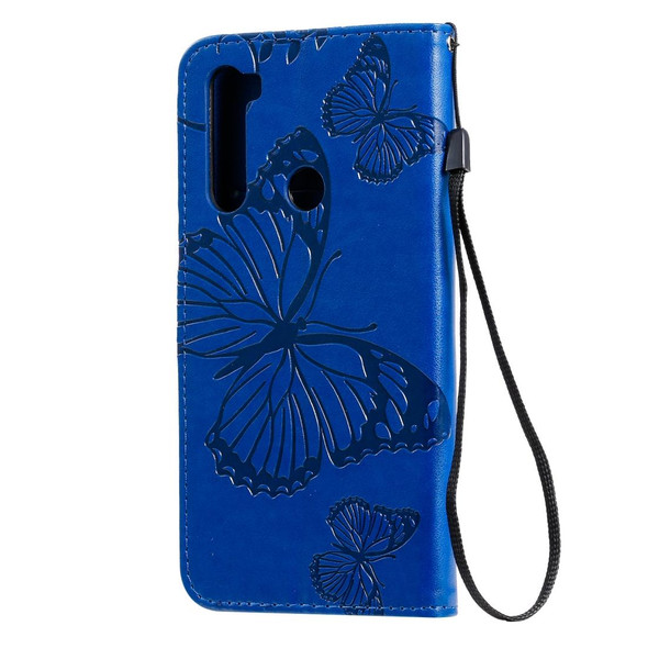 Xiaomi Redmi Note 8T Pressed Printing Butterfly Pattern Horizontal Flip PU Leather Case with Holder & Card Slots & Wallet & Lanyard(Blue)