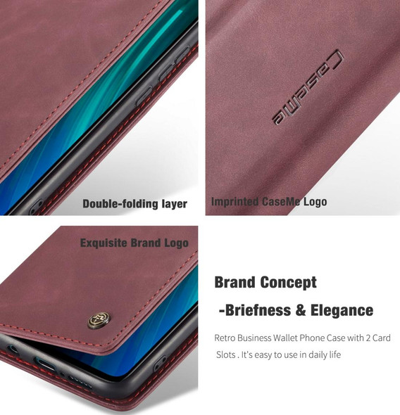 Xiaomi Redmi Note 8 Pro CaseMe-013 Multifunctional Horizontal Flip Leather Case with Card Slot & Holder & Wallet(Wine Red)