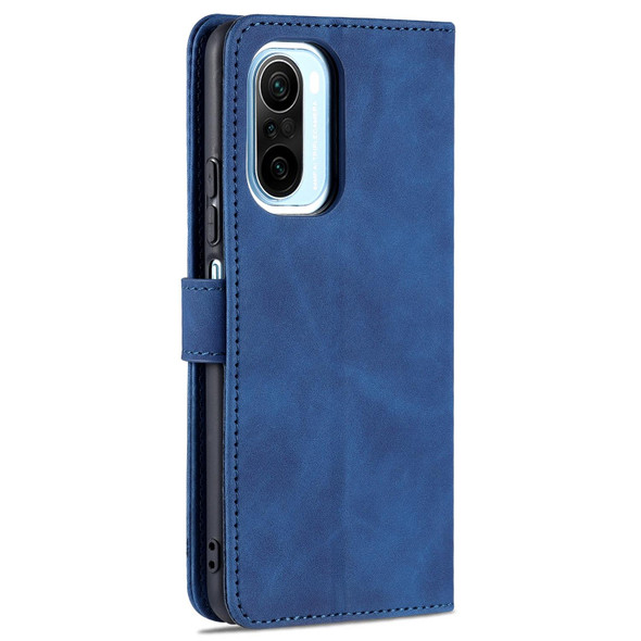 Xiaomi Poco F3 AZNS Skin Feel Calf Texture Horizontal Flip Leather Case with Card Slots & Holder & Wallet(Blue)