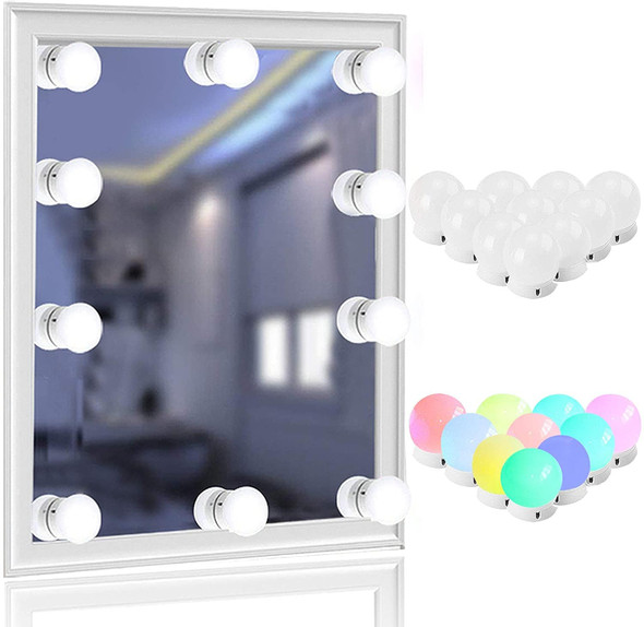 10 Bulb USB Vanity Mirror Light - Multi-Colour RGB Makeup Lights