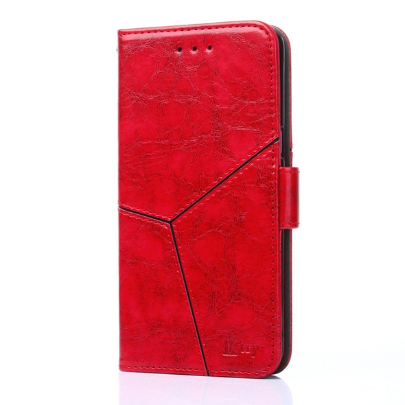 Xiaomi Redmi Note 11 4G / Note 11S Geometric Stitching Horizontal Flip Leather Phone Case(Red)