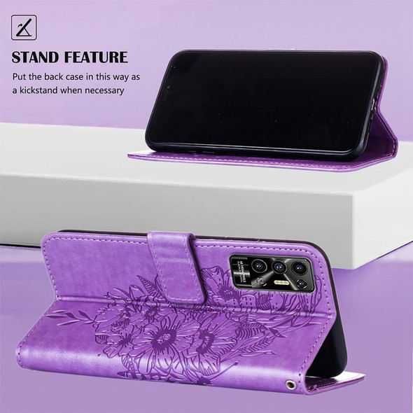 Tecno Pova 2 Embossed Butterfly Leather Phone Case(Light Purple)