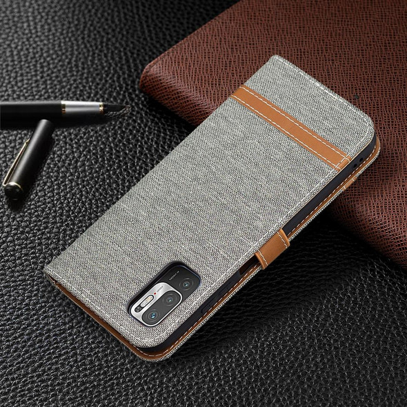 Xiaomi Poco M3 Pro / Redmi Note 10 5G Color Matching Denim Texture Horizontal Flip Leather Case with Holder & Card Slots & Wallet & Lanyard(Grey)