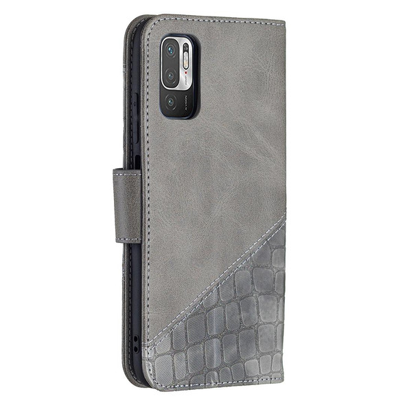 Xiaomi Poco M3 Pro / Redmi Note 10 5G Matching Color Crocodile Texture Horizontal Flip PU Leather Case with Wallet & Holder & Card Slots(Grey)