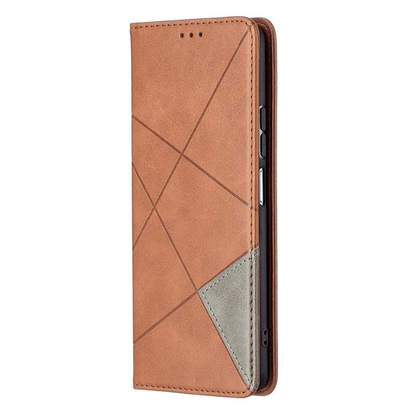 Xiaomi Mi 11i / Poco F3 / Redmi K40 Rhombus Texture Horizontal Flip Magnetic Leather Case with Holder & Card Slots(Brown)