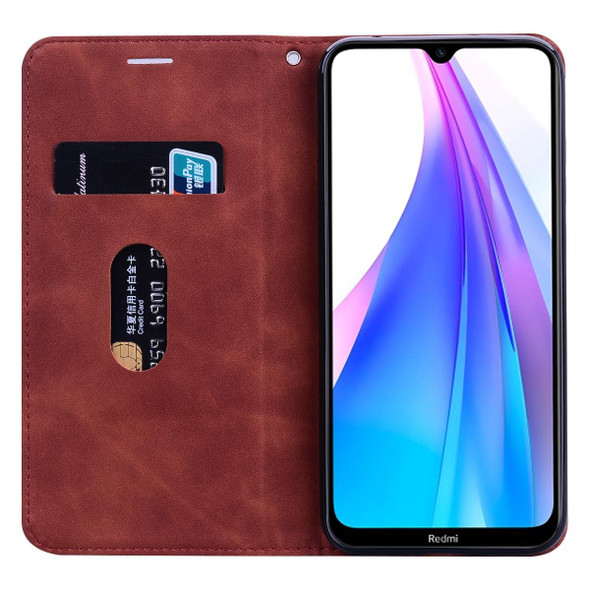 Xiaomi Redmi 9T Frosted Business Magnetic Horizontal Flip PU Leather Case with Holder & Card Slot & Lanyard(Brown)