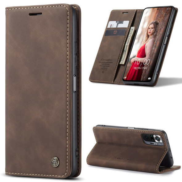 Xiaomi Redmi Note 10 Pro 4G / Note 10 Pro Max CaseMe 013 Multifunctional Horizontal Flip Leather Case with Holder & Card Slot & Wallet(Coffee)