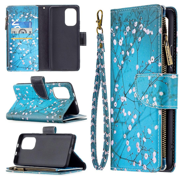 Xiaomi Mi 11i / Poco F3 / Redmi K40 / K40 Pro Colored Drawing Pattern Zipper Horizontal Flip Leather Case with Holder & Card Slots & Wallet(Plum Blossom)