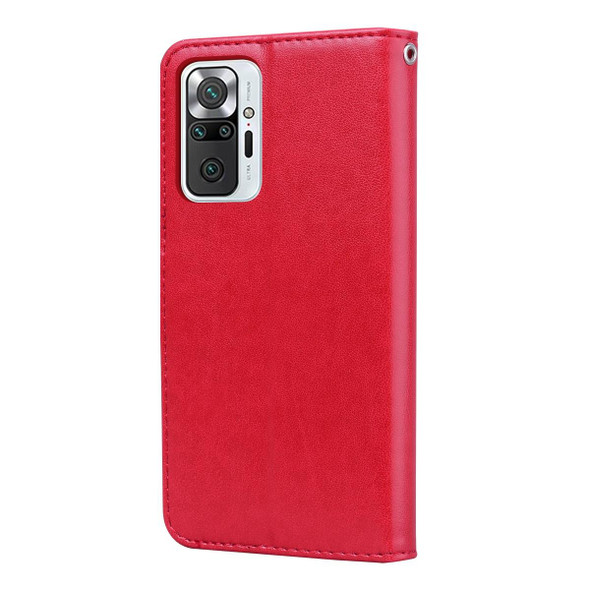 Xiaomi Redmi Note 10 Pro Rose Embossed Horizontal Flip PU Leather Case with Holder & Card Slots & Wallet(Red)