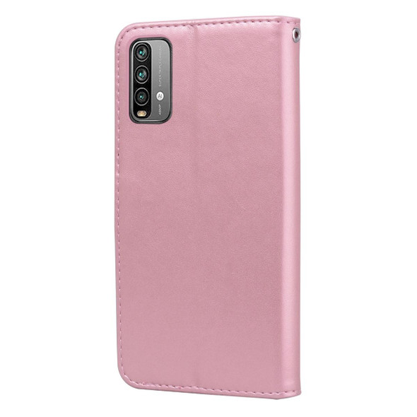 Xiaomi Redmi 9T Rose Embossed Horizontal Flip PU Leather Case with Holder & Card Slots & Wallet(Rose Gold)