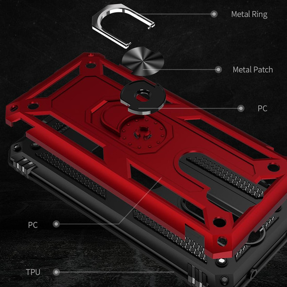 Xiaomi Redmi Note 8 Pro Armor Shockproof TPU + PC Protective Case with 360 Degree Rotation Holder(Red)