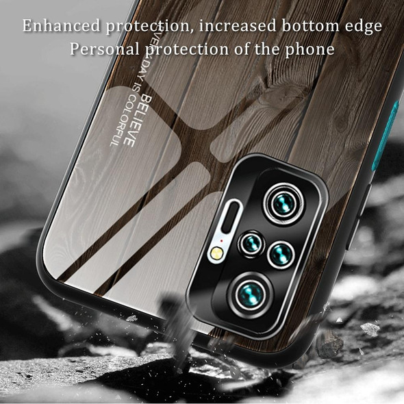 Xiaomi Redmi Note 10 Pro / Pro Max Wood Grain Tempered Glass + TPU Shockproof Case(M03)