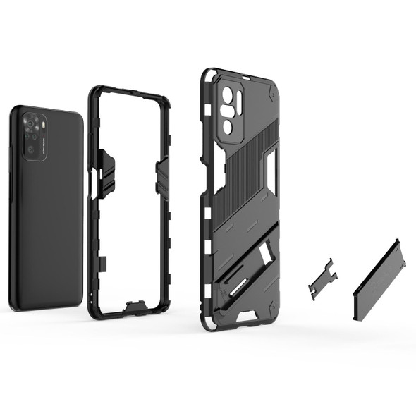 Xiaomi Redmi Note 10 Punk Armor 2 in 1 PC + TPU Shockproof Case with Invisible Holder(Black)