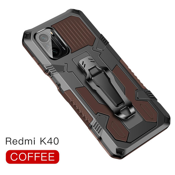 Xiaomi Poco F3 Armor Warrior Shockproof PC + TPU Protective Case(Coffee)