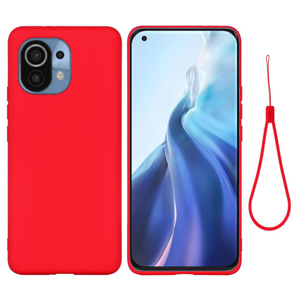 Xiaomi Mi 11 5G Pure Color Liquid Silicone Shockproof Full Coverage Case(Red)