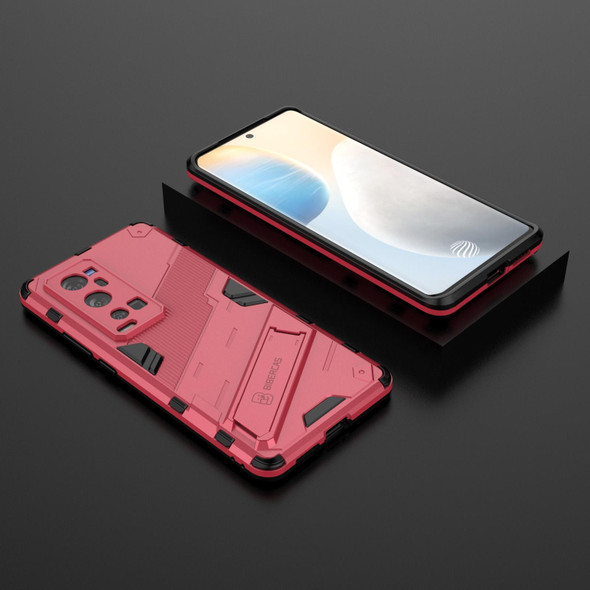 Punk Armor 2 in 1 PC + TPU Shockproof Case with Invisible Holder - vivo X60 Pro Plus 5G(Rose Red)