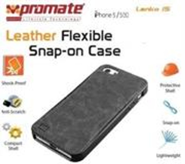 Promate Lanko.i5 iPhone 5 Hand-Crafted Leather Case, Protective, elegant & Flexible for iPhone 5/5s Colour:Black Flexible snap-on case wrapped in hand crafted leather for iPhone5/5S,Lanko.i5 is an elegant case that protects your iPhone 5/5s in a high